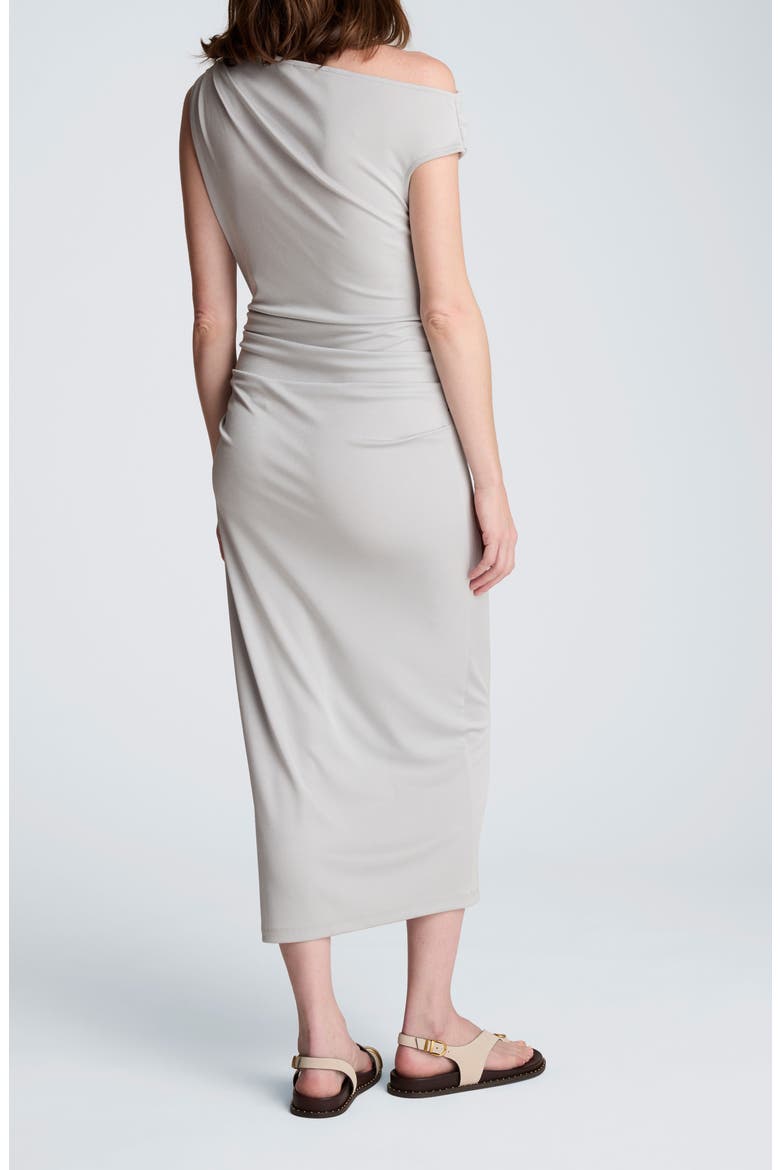 Ruched One-Shuolder Maxi Dress, Alternate, color, STONE GREY