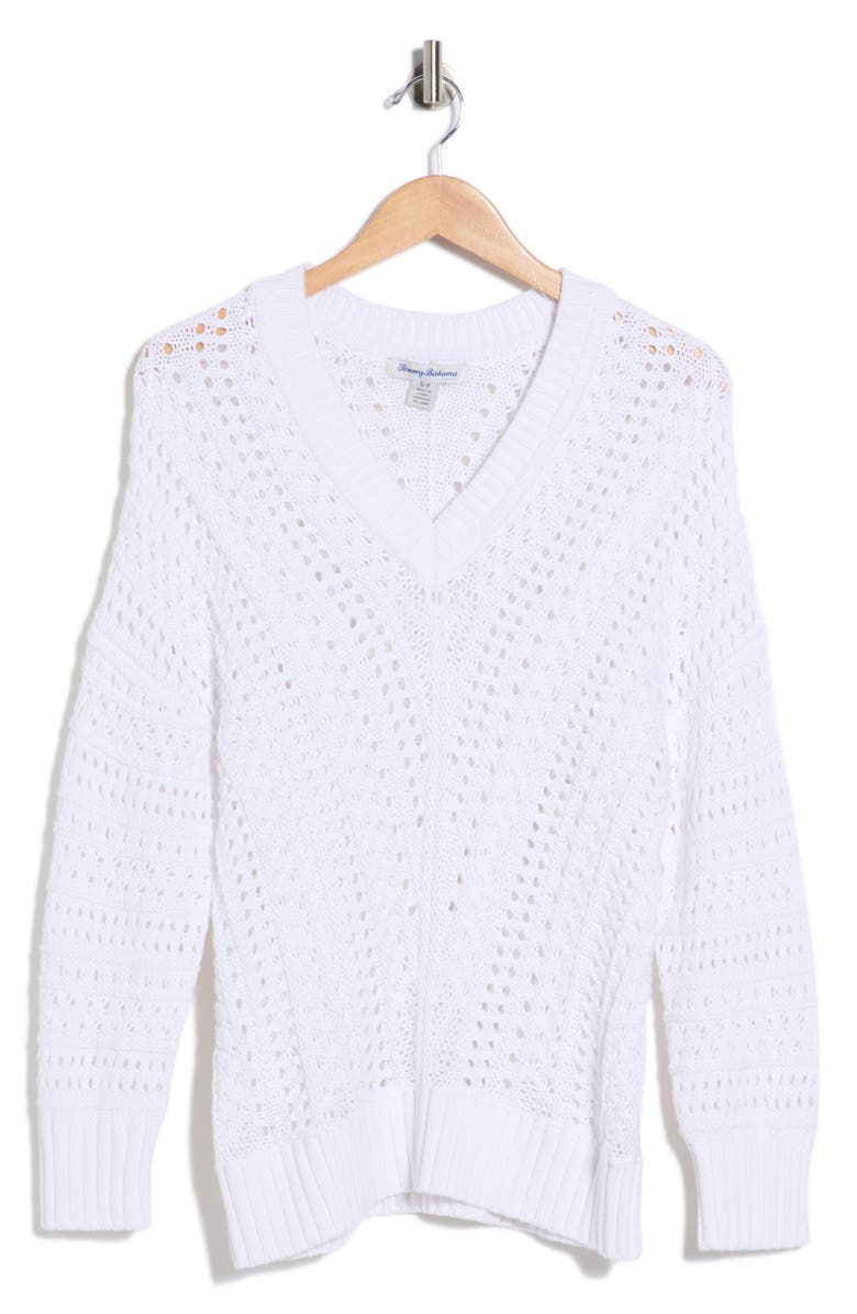 Tommy Bahama Beachy Open Stitch Cotton Sweater, Main, color, White