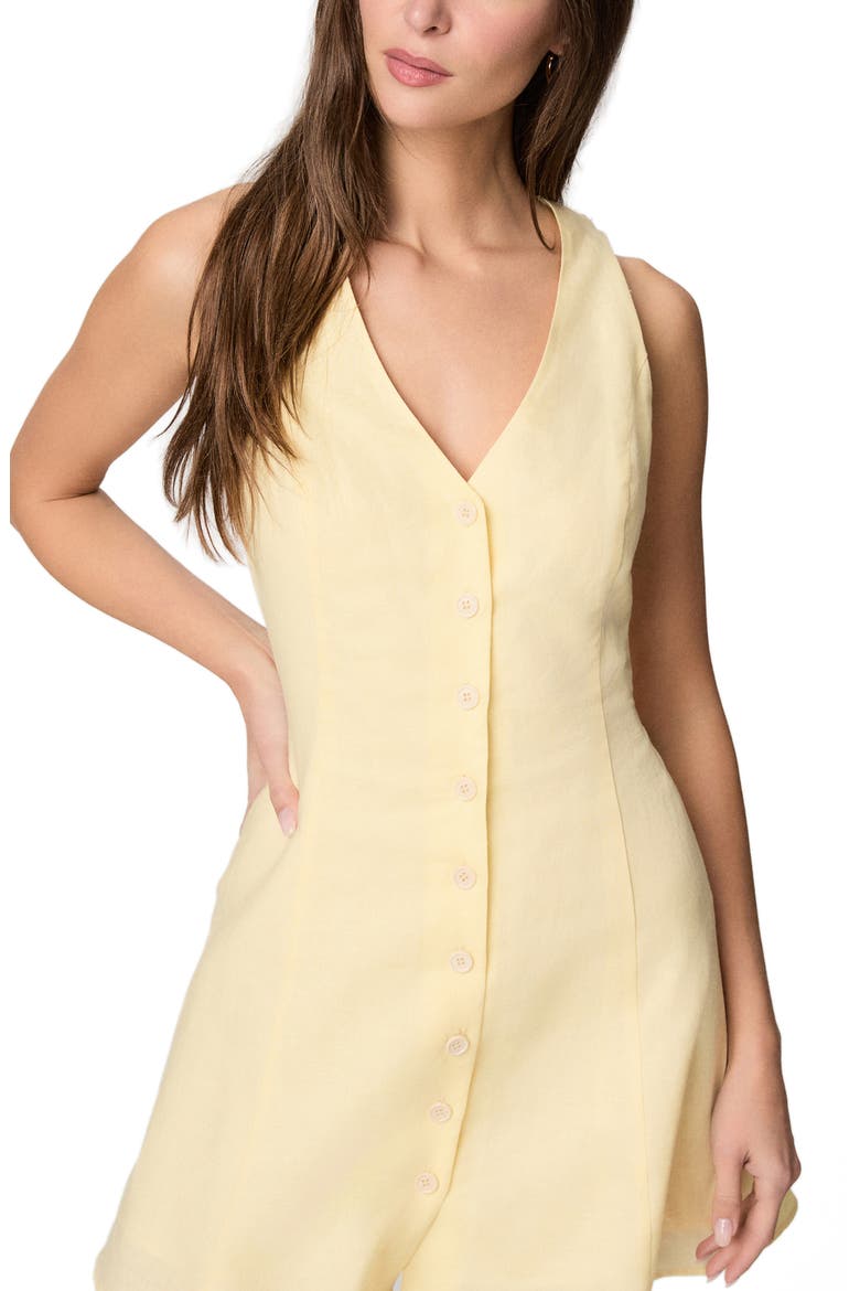 Raye Linen & Cotton Button-Up Fit & Flare Minidress, Alternate, color, SUNSHINE YELLOW