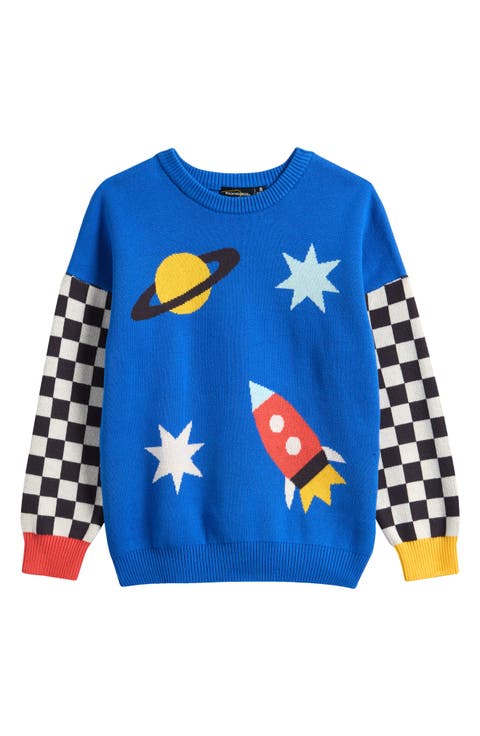 Kids' Space Race Cotton Crewneck Sweater (Toddler, Little Kid & Big Kid)