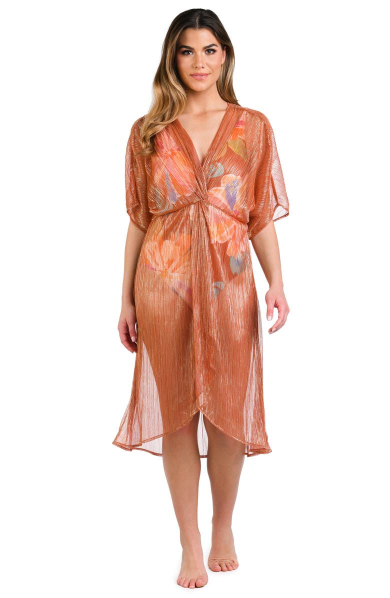 La Blanca Golden Hour Twist Front Cover-Up Dress, Alternate, color, Copper