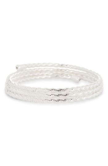Nordstrom Rack Textured Coil Wrap Bracelet In Silver