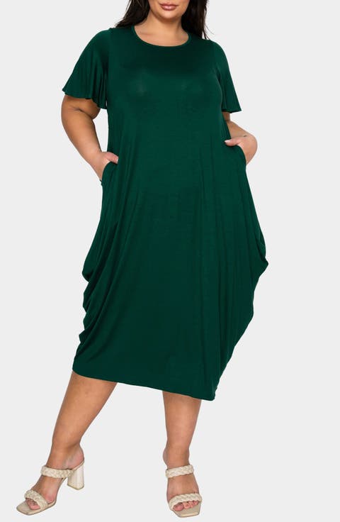 Liz Flutter Sleeve Midi Dress (Plus)