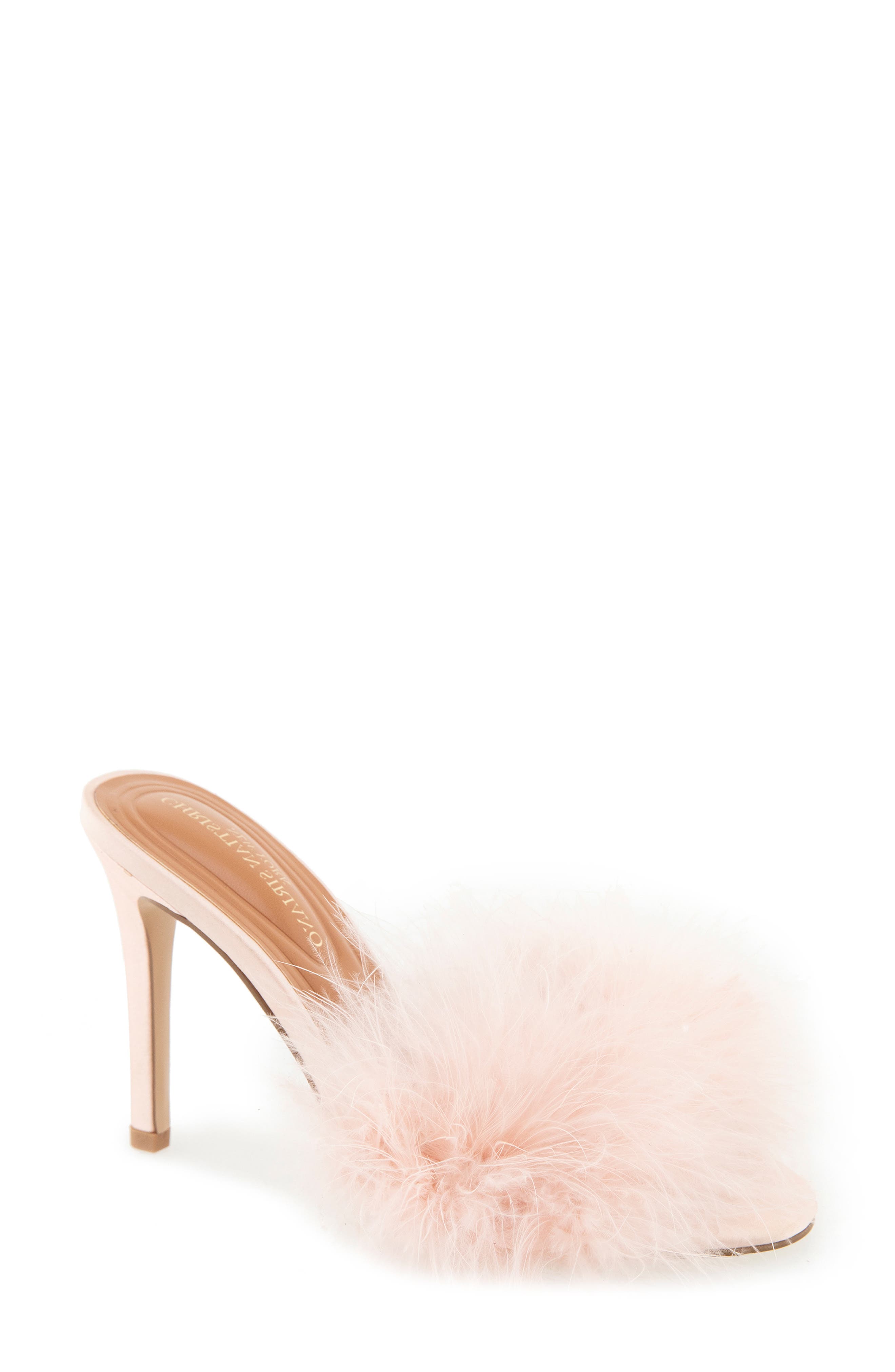 Jazeily Feather Slide Sandal, Main, color, BLUSH
