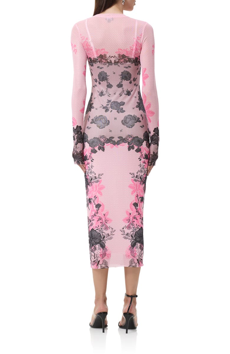 AFRM Ashland Print Long Sleeve Mesh Midi Dress, Alternate, color, Lace Net