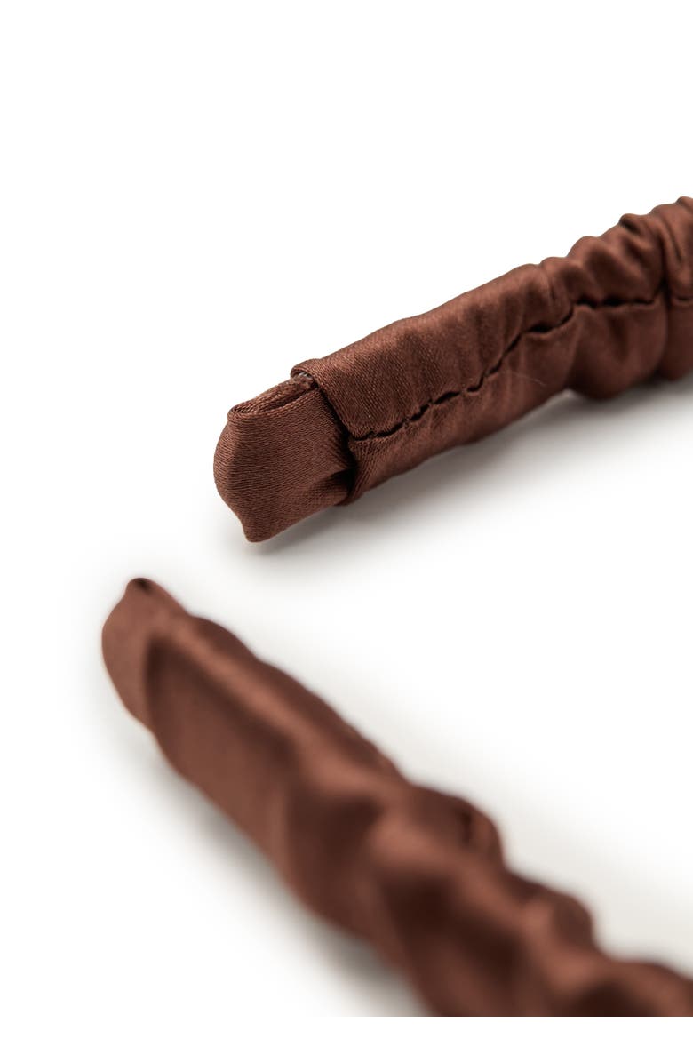 OLAH Scrunched Silk Skinny Headband, Alternate, color, Coffee