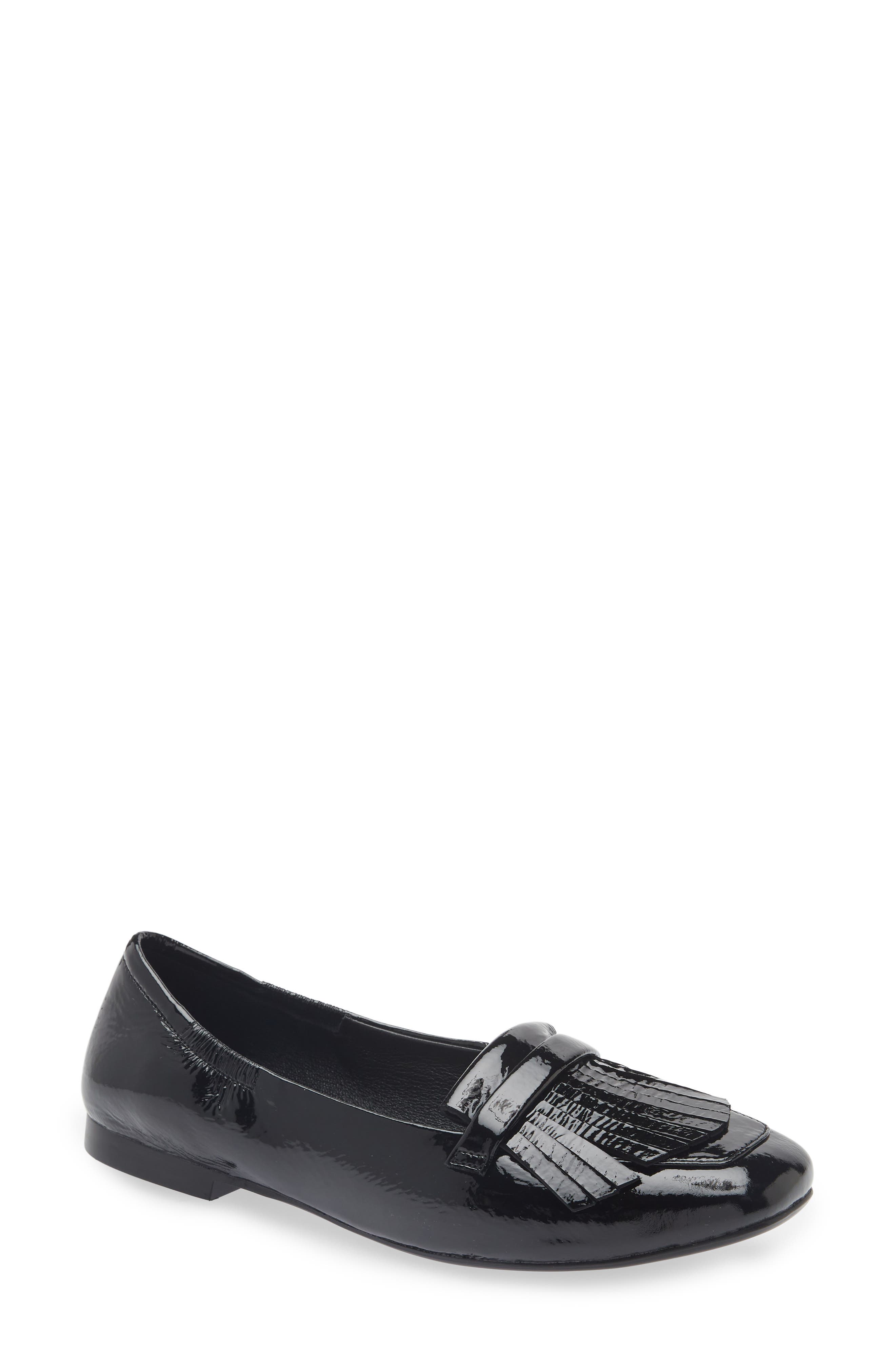 Cordani Mistie Fringe Trim Loafer, Main, color, Black Patent