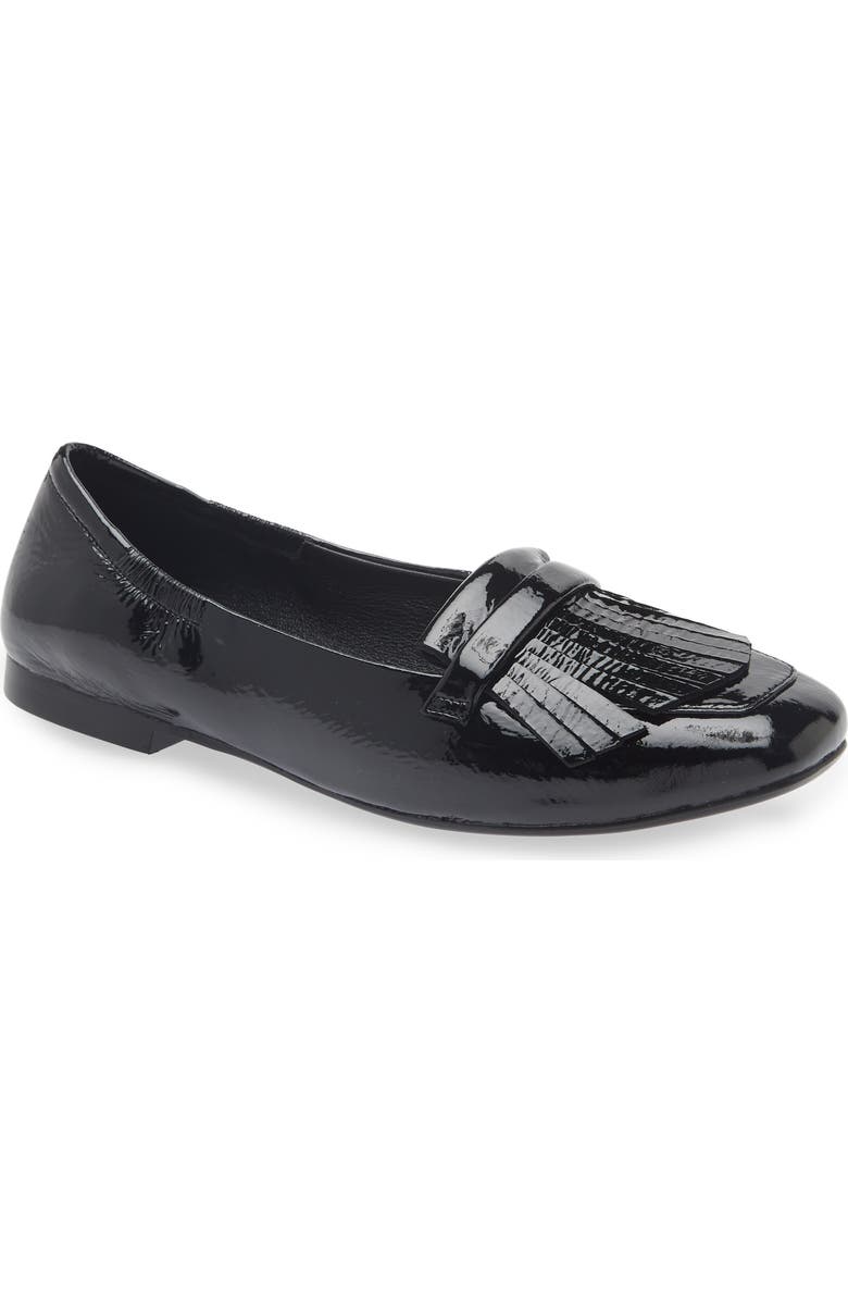 Cordani Mistie Fringe Trim Loafer, Main, color, Black Patent