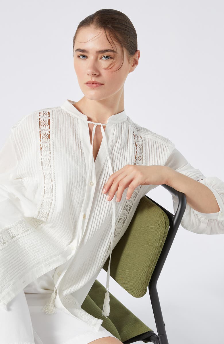 Marina Rinaldi Sumatra Pintuck Lace Top, Alternate, color, Ivory