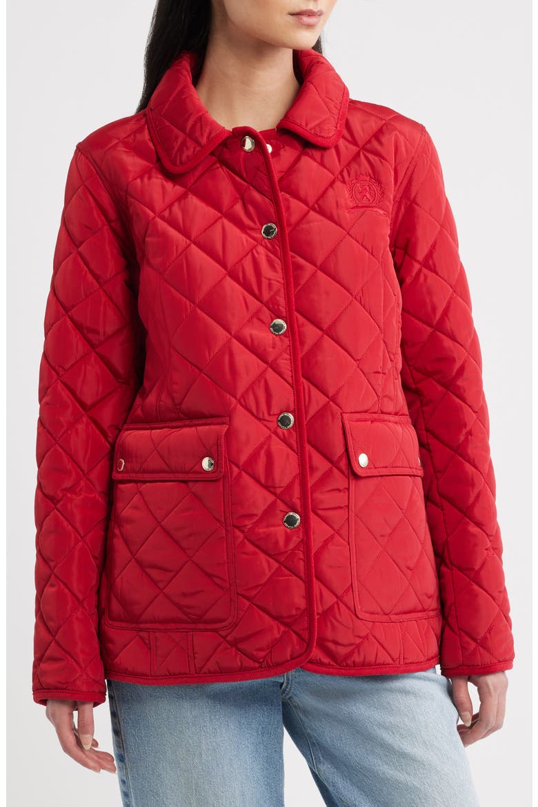 Diamond Quilted Snap Front Jacket, Alternate, color, CRIMSON