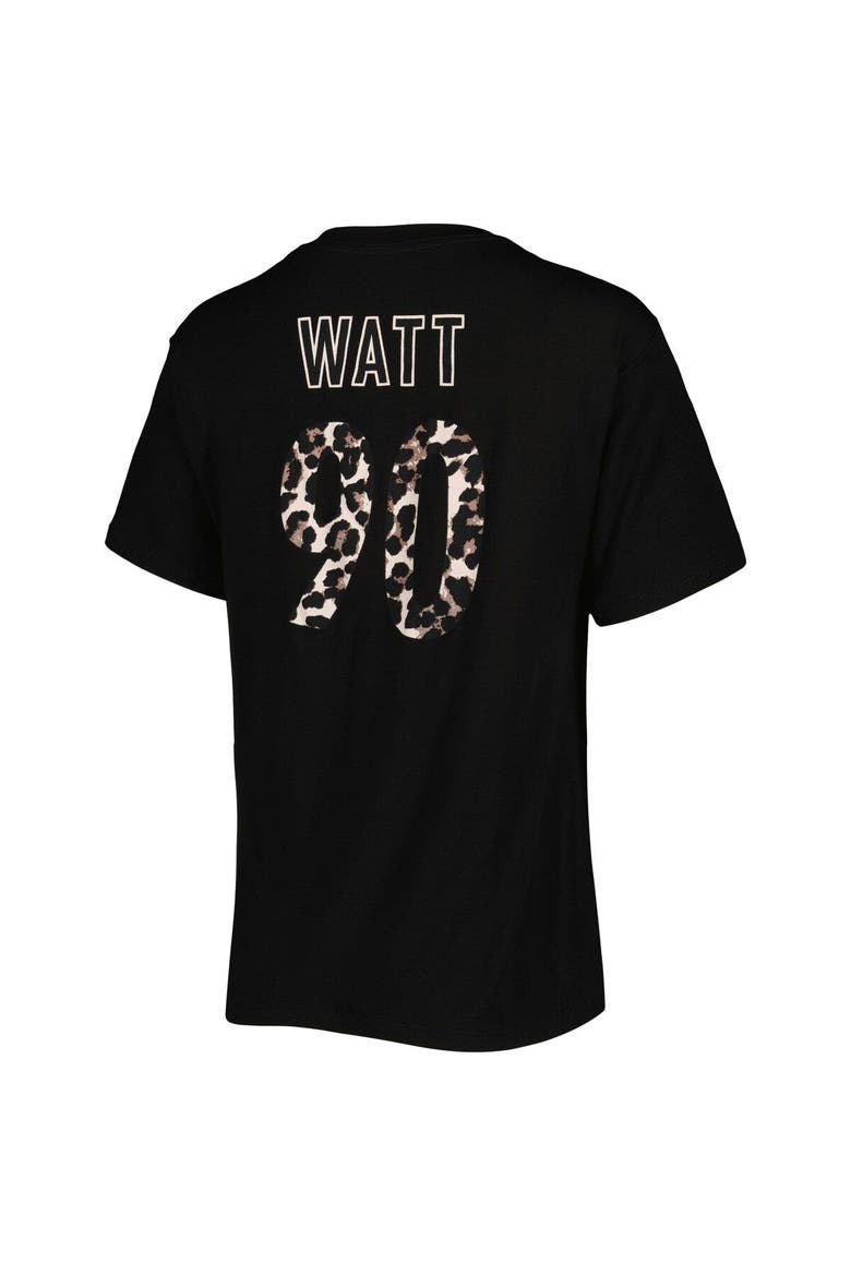 Women's Majestic Threads T.J. Watt Black Pittsburgh Steelers Leopard Player Name & Number T-Shirt, Alternate, color, Black