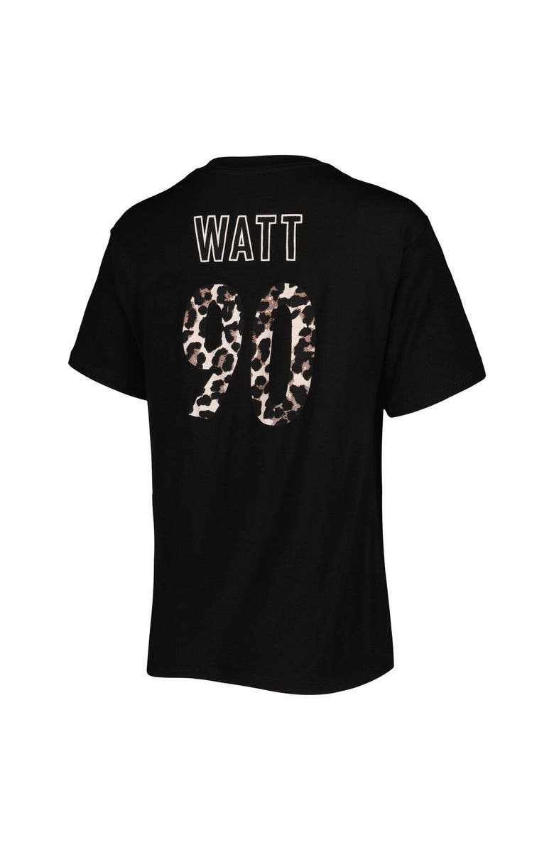 Majestic Threads Women's Majestic Threads T.J. Watt Black Pittsburgh Steelers Leopard Player Name & Number T-Shirt, Alternate, color, Black