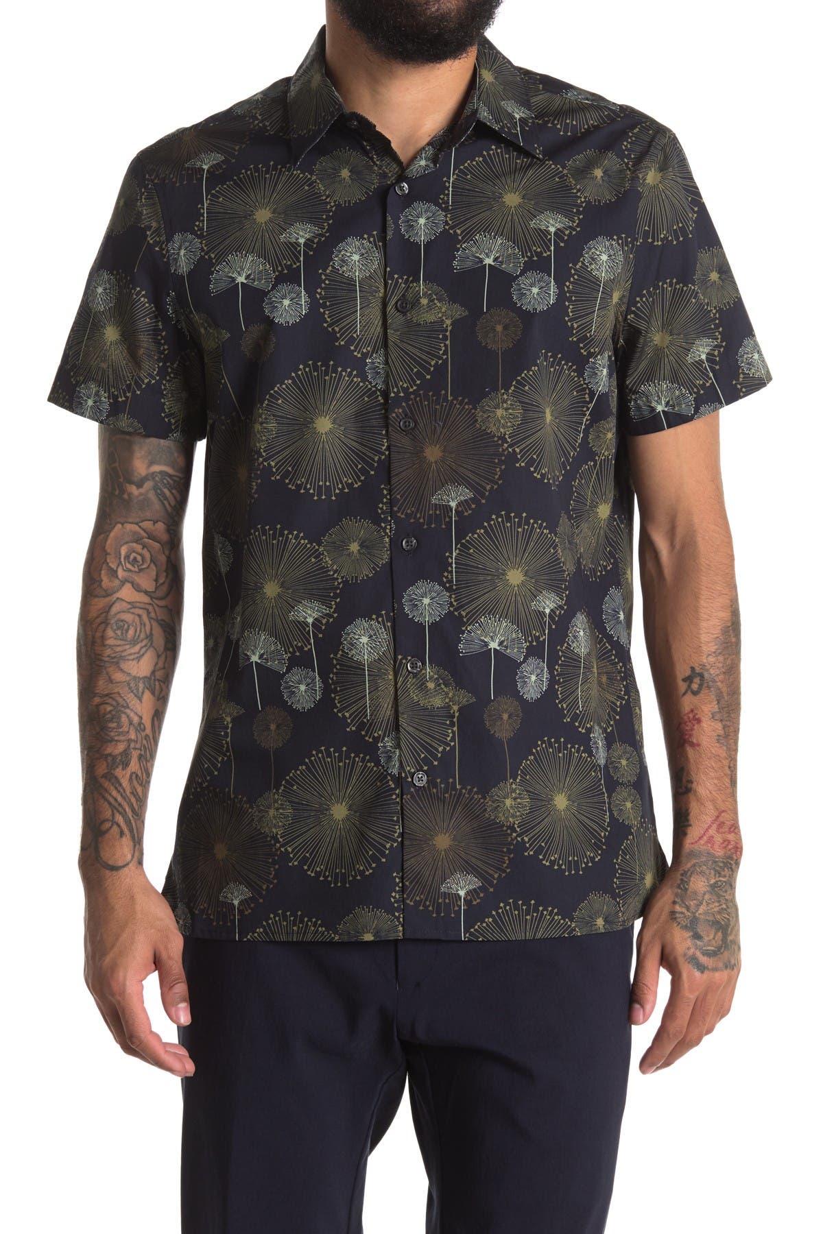 Perry Ellis Short Sleeve Dandelion Print Slim Fit Shirt (Men ...
