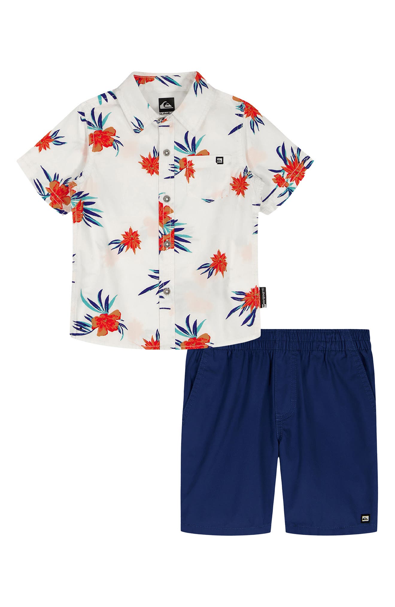 Quiksilver Kids' Print Short Sleeve Button-Up Shirt & Woven Shorts Set
