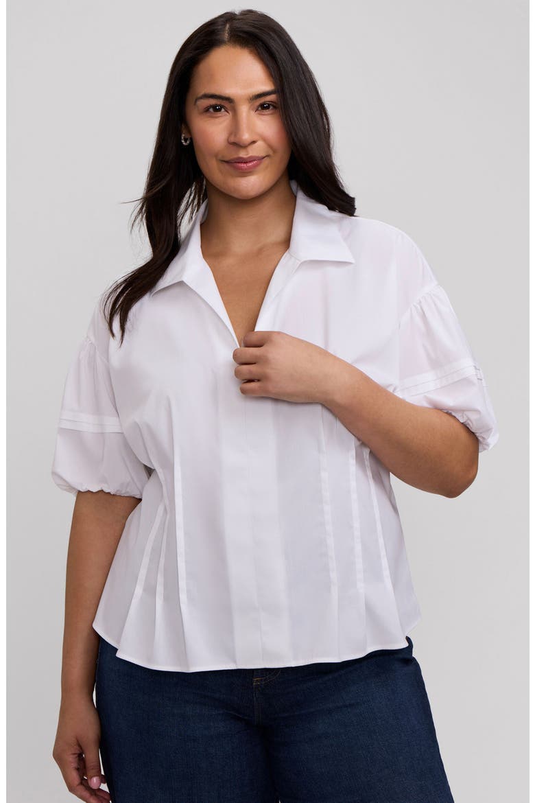 Lucia Puff Sleeve Popover Shirt, Alternate, color, WHITE