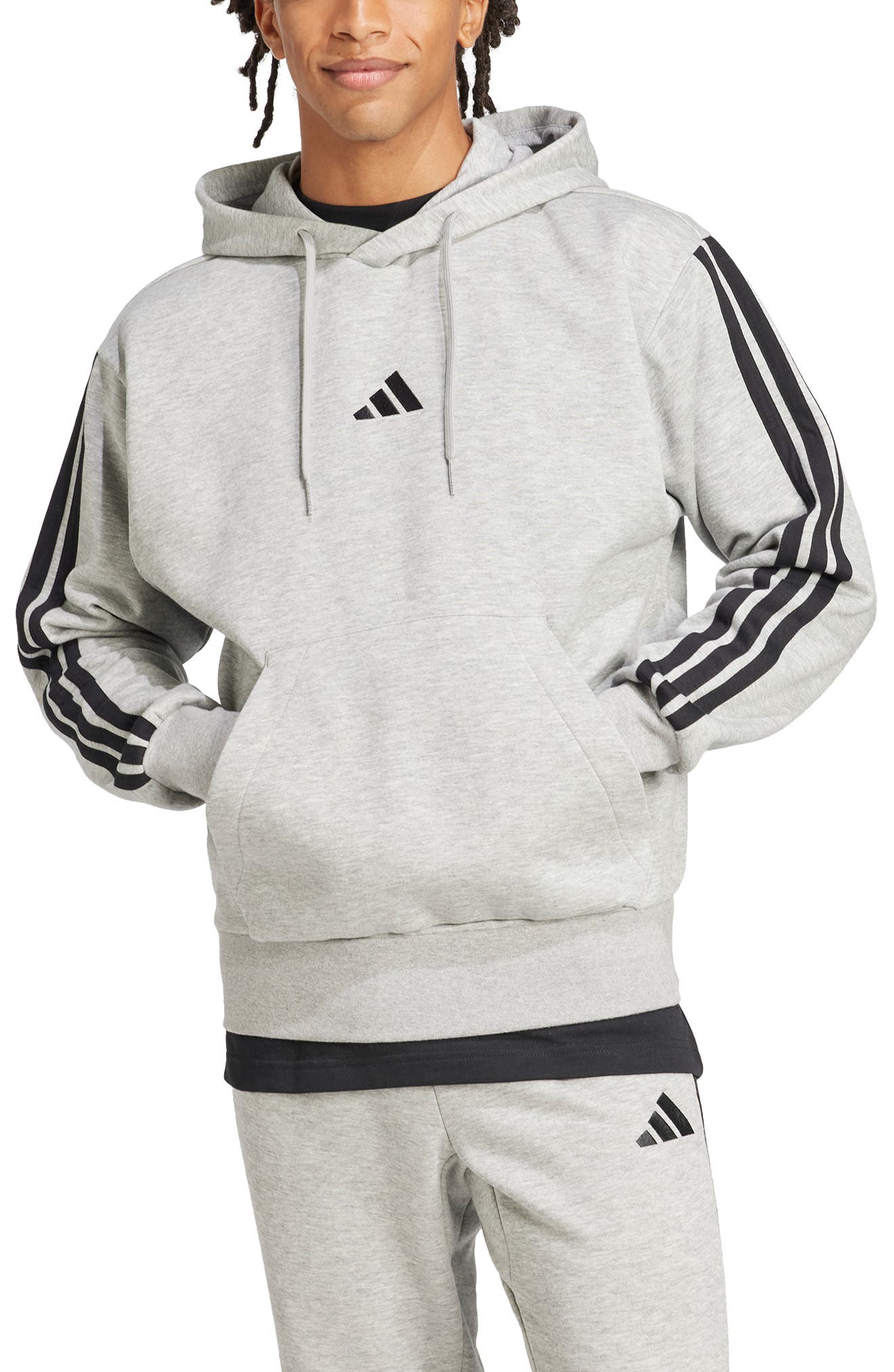 adidas Essential 3-Stripes Fleece Hoodie