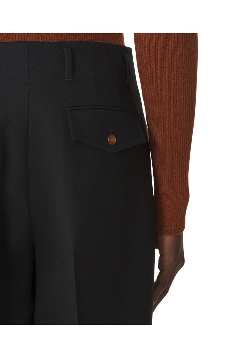 Lanvin Wide-Leg Flannel Pants in Woven Virgin Wool, Alternate, color, Black