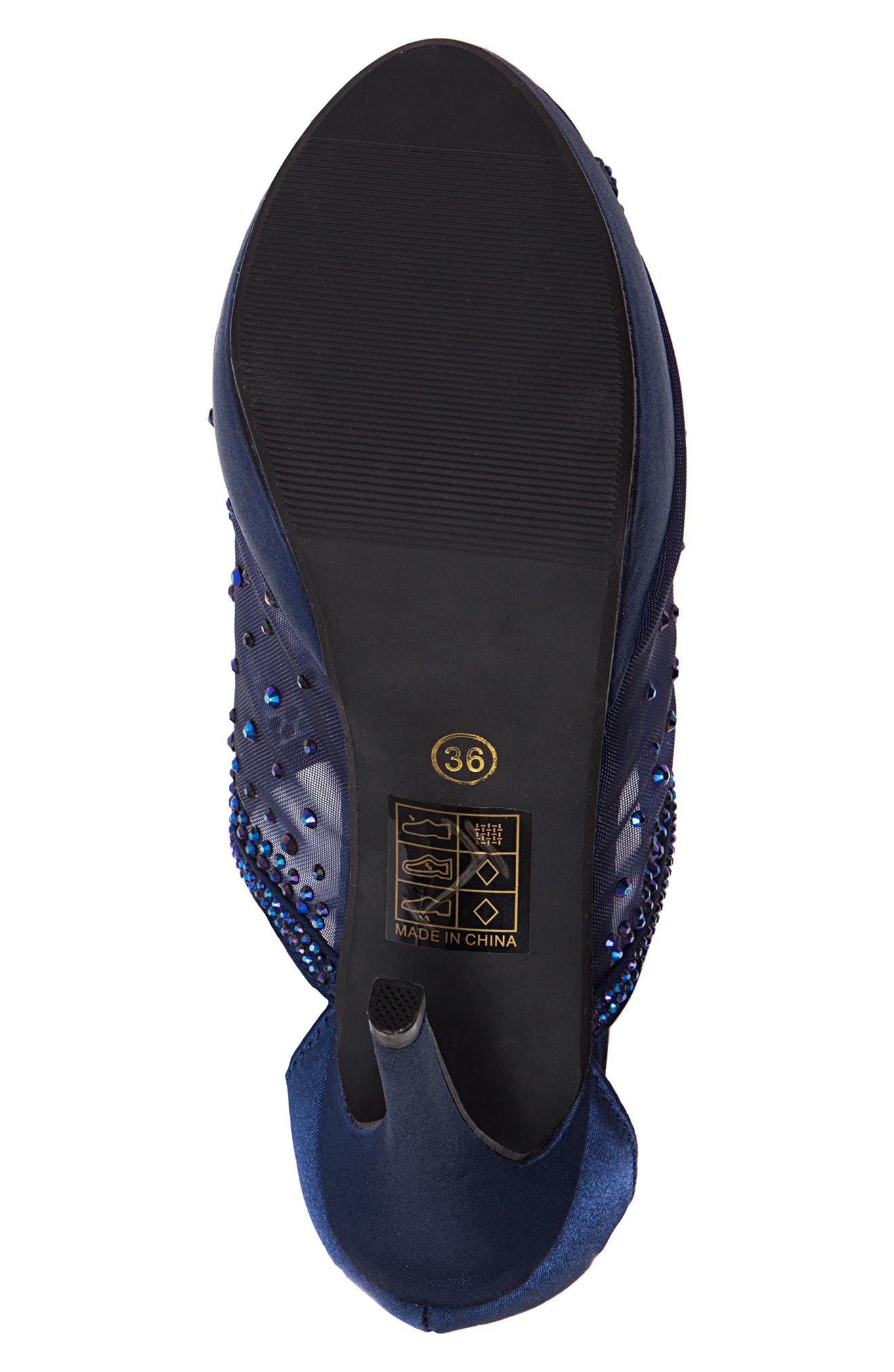 Embellished Mesh Ankle Wrap Pump, Alternate, color, NAVY