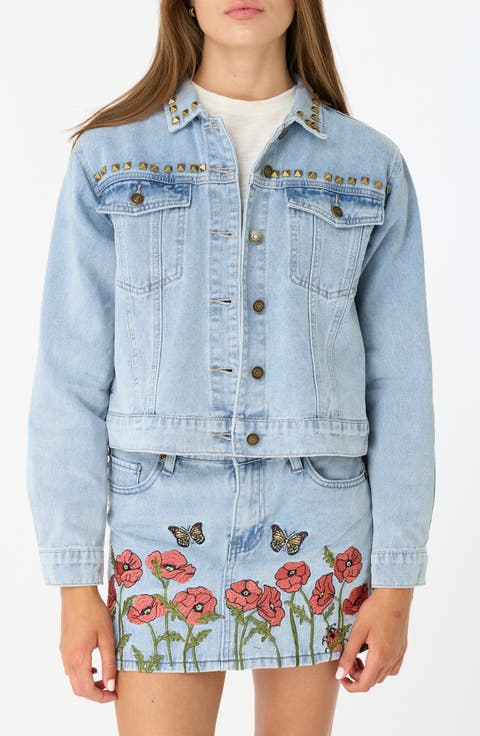 Nina Studded Denim Trucker Jacket