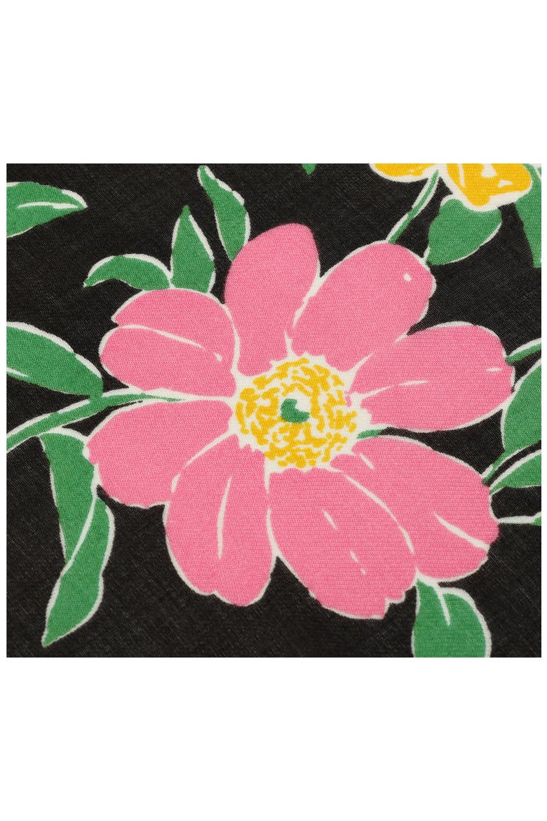 floral garden oblong scarf, Alternate, color, BLACK/ PINK CLOUD