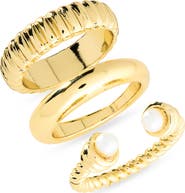 NORDSTROM RACK Demi-Fine Set of 3 Faux Pearl Rings