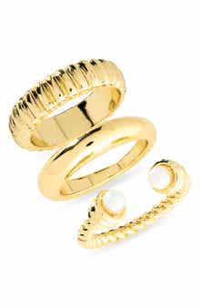 Demi-Fine Set of 3 Faux Pearl Rings