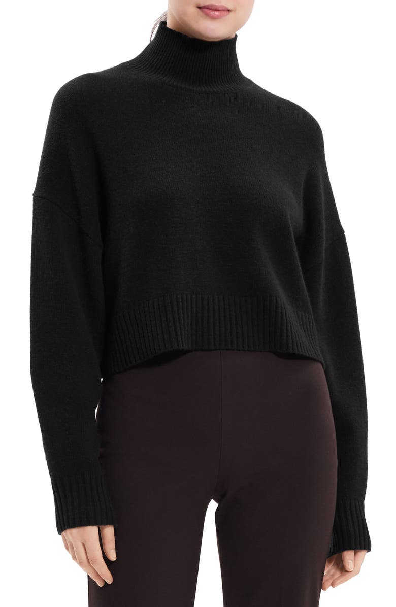 Theory Crop Cashmere Turtleneck Sweater, Main, color, 