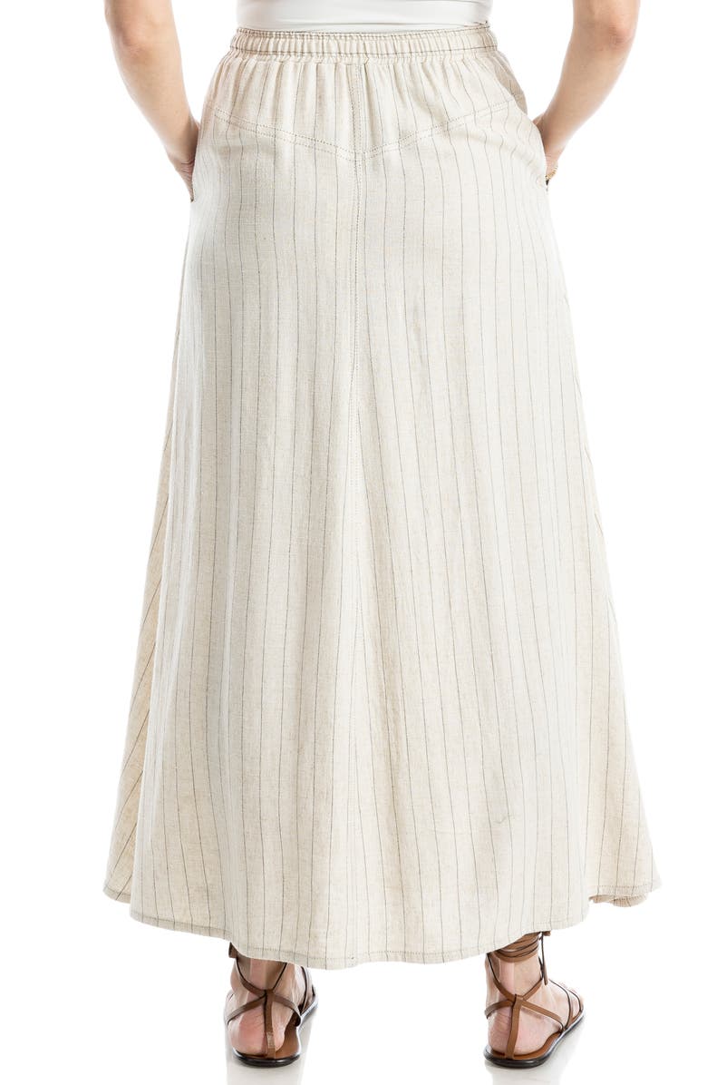 MAX STUDIO Drawstring Circle Skirt, Alternate, color, Natural/ Black Pinstripe