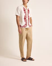Orlebar Brown Maitan Linen Relaxed Fit Linen Mirabello Border Shirt