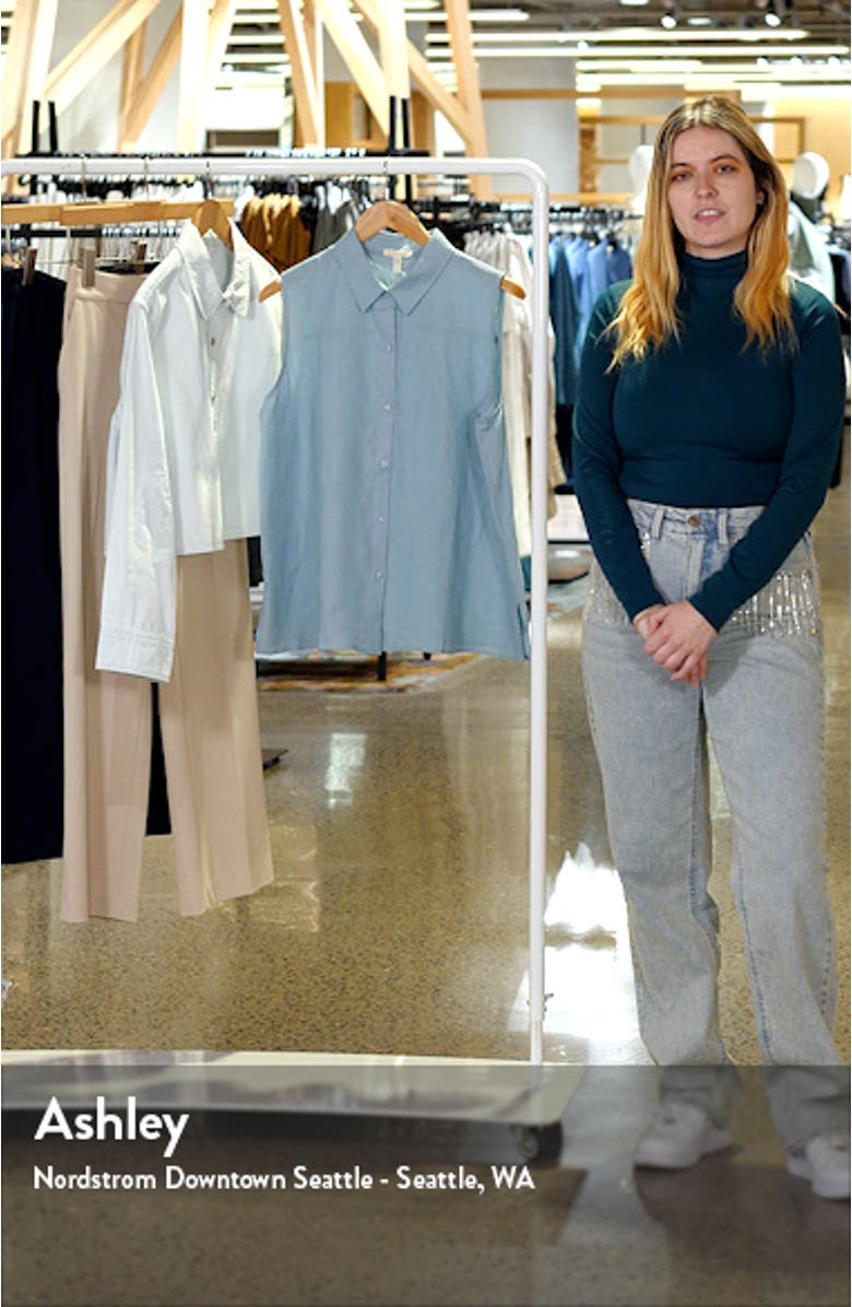 Classic Sleeveless Organic Linen Button-Up Shirt, sales video thumbnail