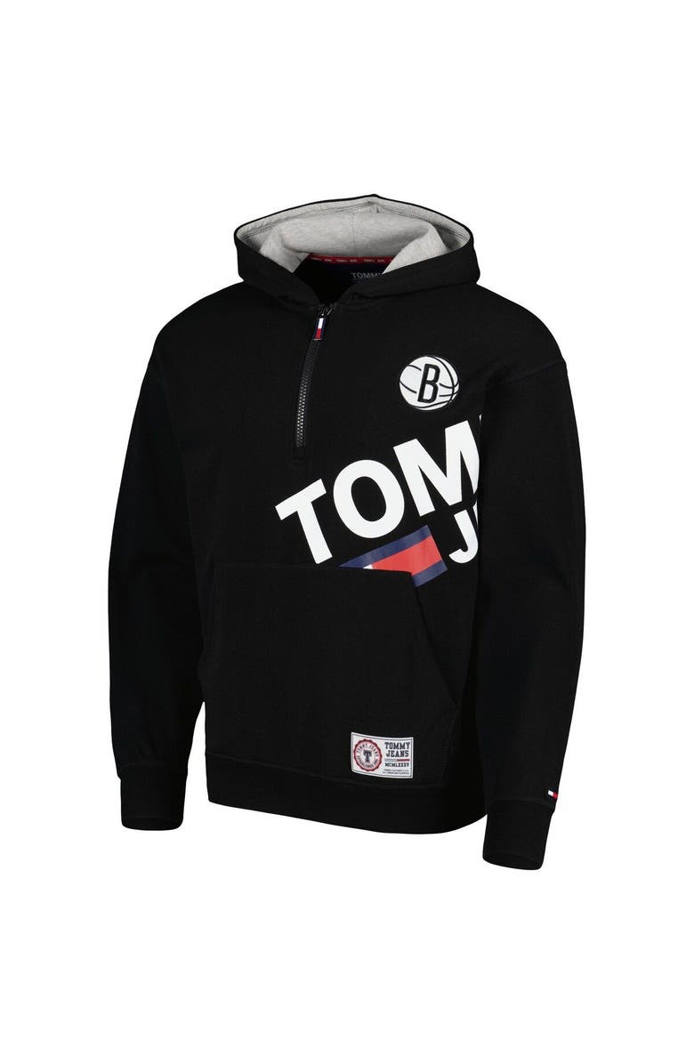 TOMMY JEANS Men's Tommy Jeans Black Brooklyn Nets Bernard Half-Zip Hoodie, Alternate, color, Black