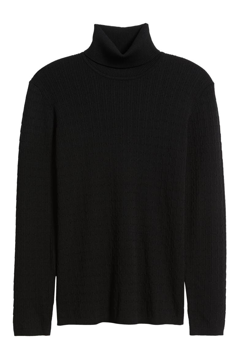 Mini Cable Turtleneck Sweater, Alternate, color, ANNE BLACK