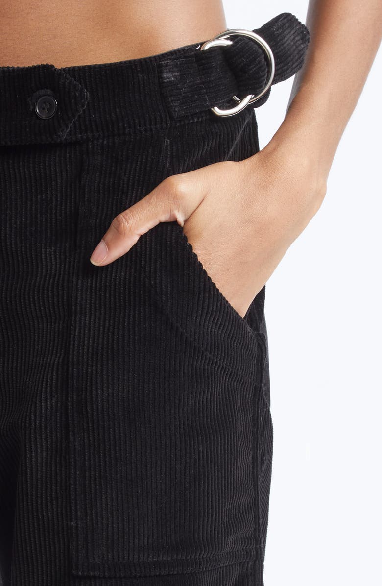 R13 Relaxed Corduroy Crop Work Pants, Alternate, color, Black