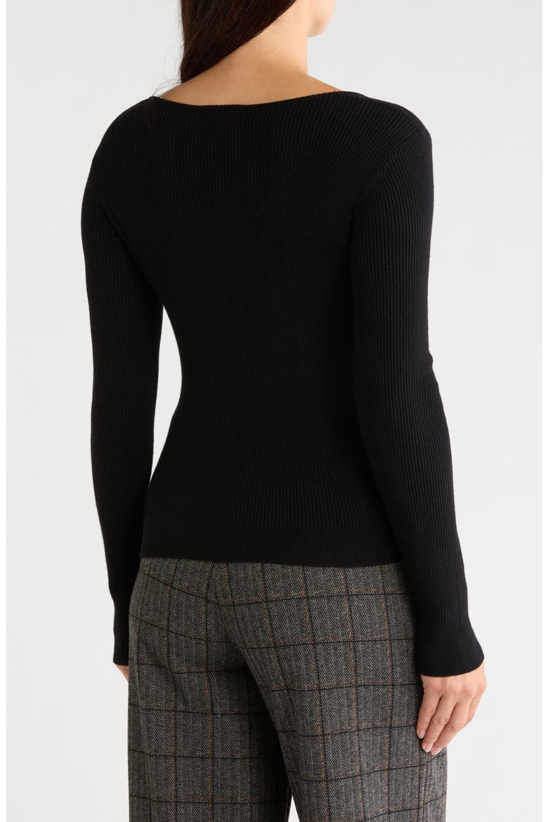 Ribbed Crop Henley Sweater, Alternate, color, BLACK-BLACK