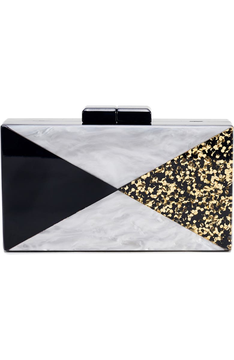 Like Dreams Glitter & Faux Marble Box Clutch, Main, color,