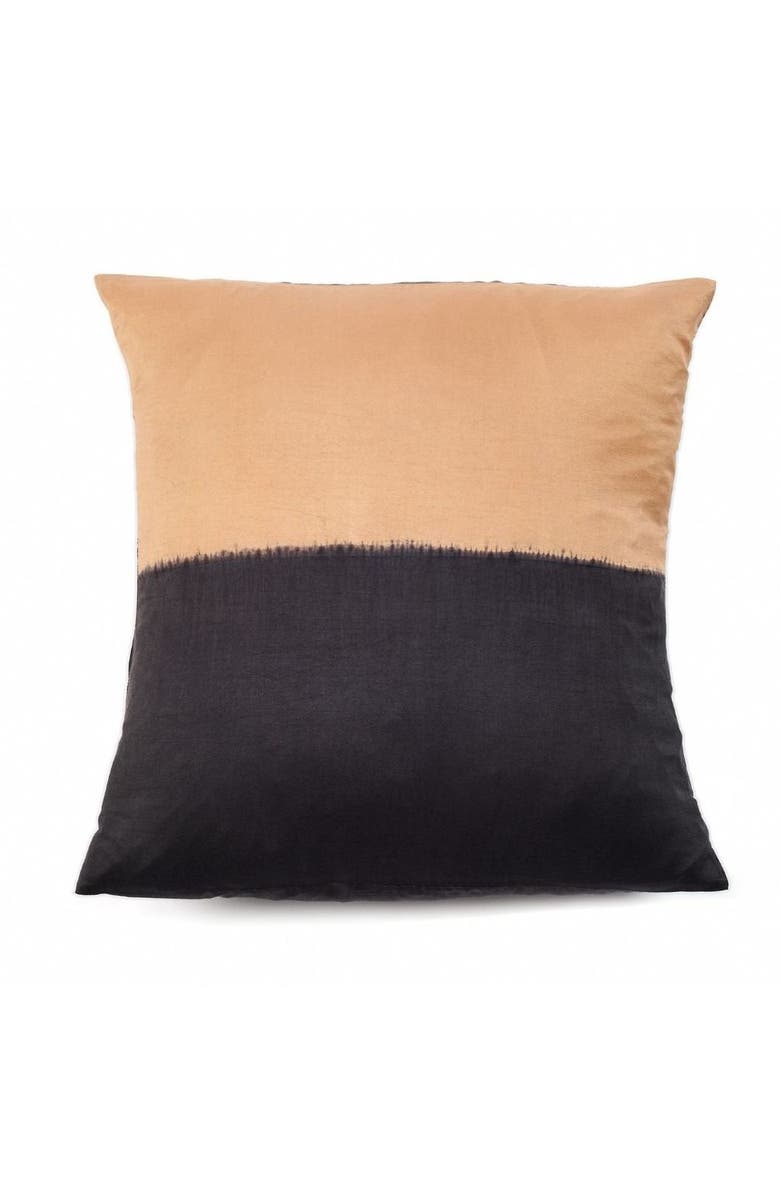 Studio Variously Kala Black and Gold Color Block Mulberry Silk Pillow - Cover Only, Main, color, Black/Gold