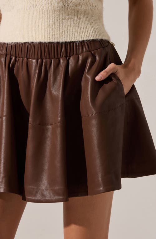 Astr The Label Chelsey Flare Faux Leather Miniskirt In Brown