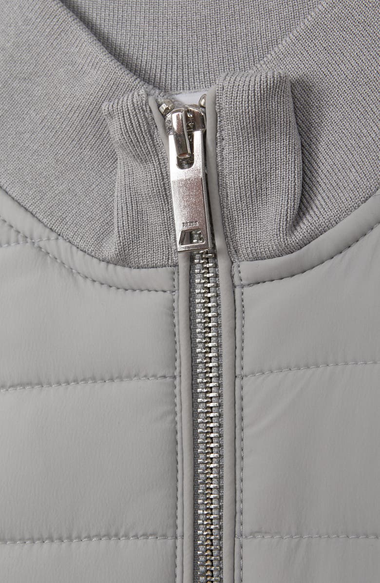 Reiss Kids' Flintoff Sr. Mixed Media Quilted Bomber Jacket, Alternate, color, Grey Melange