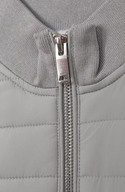 Reiss Kids' Flintoff Sr. Mixed Media Quilted Bomber Jacket In Gray