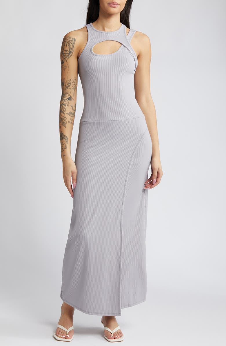 ASOS DESIGN Cutout Sleeveless Rib Dress, Main, color, 