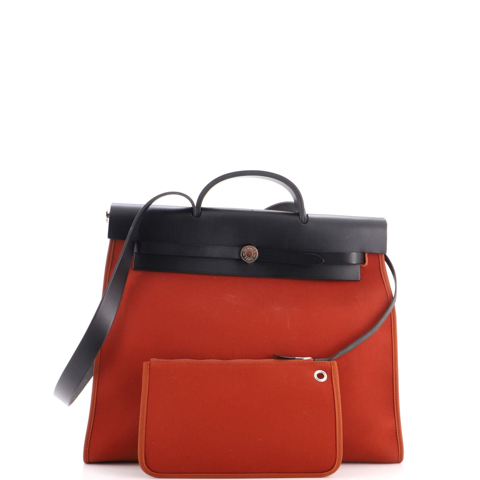 Herbag Zip Leather and Toile 39, Alternate, color, Brown