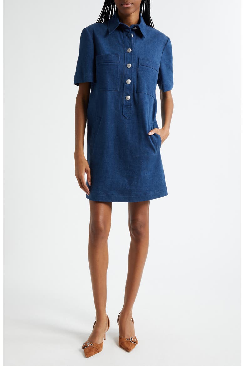 Koulis Short Sleeve Denim Shirtdress, Main, color, MOODY BLUE
