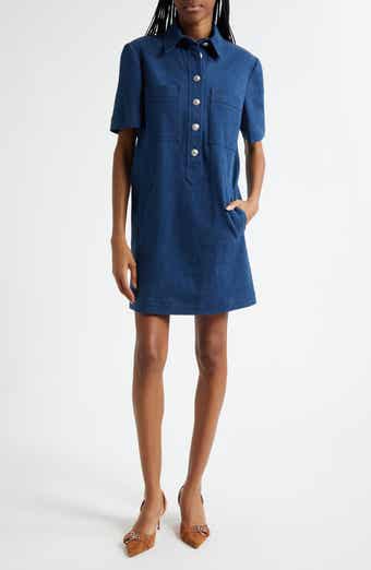 Veronica Beard Koulis Short Sleeve Denim Shirtdress