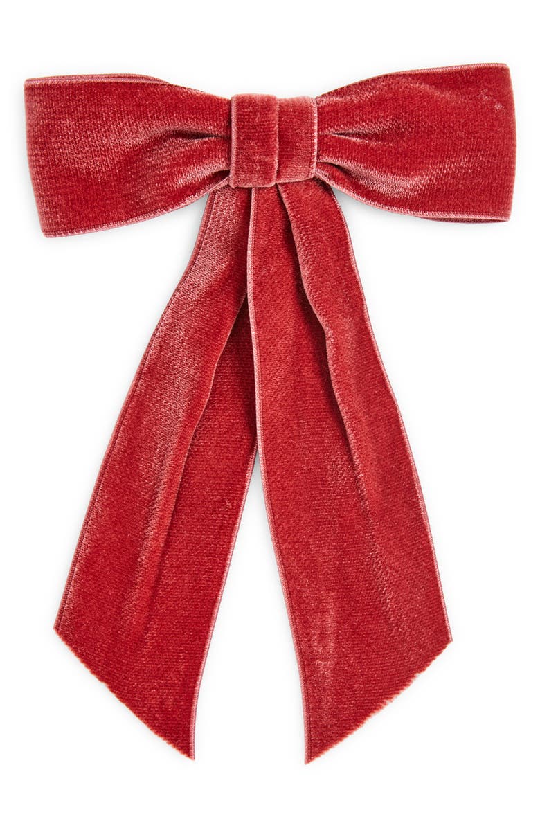 Jennifer Behr Wide Velvet Bow Barrette, Main, color, Antique Rose
