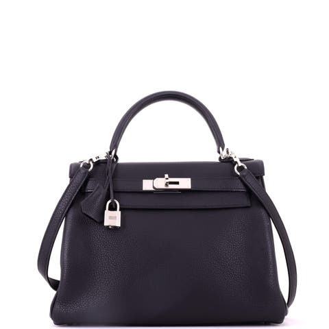 Kelly Handbag Black Togo with Palladium Hardware 28