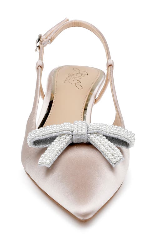 Jewel Badgley Mischka Krystia Slingback Pointed Toe Kitten Heel Pump In Champagne Satin