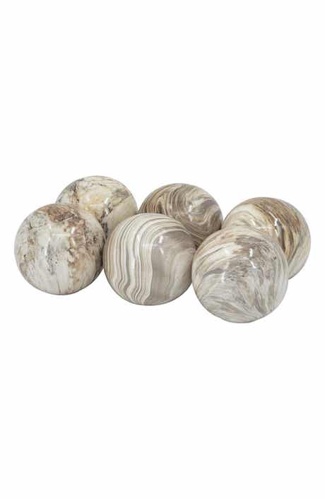 A & B Home Set of 6 Marble Ceramic Ball Accents