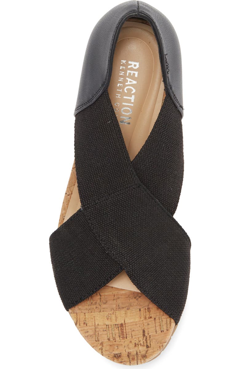 Reaction Kenneth Cole Gelena Stretch Wedge Sandal, Alternate, color, Black Elastic