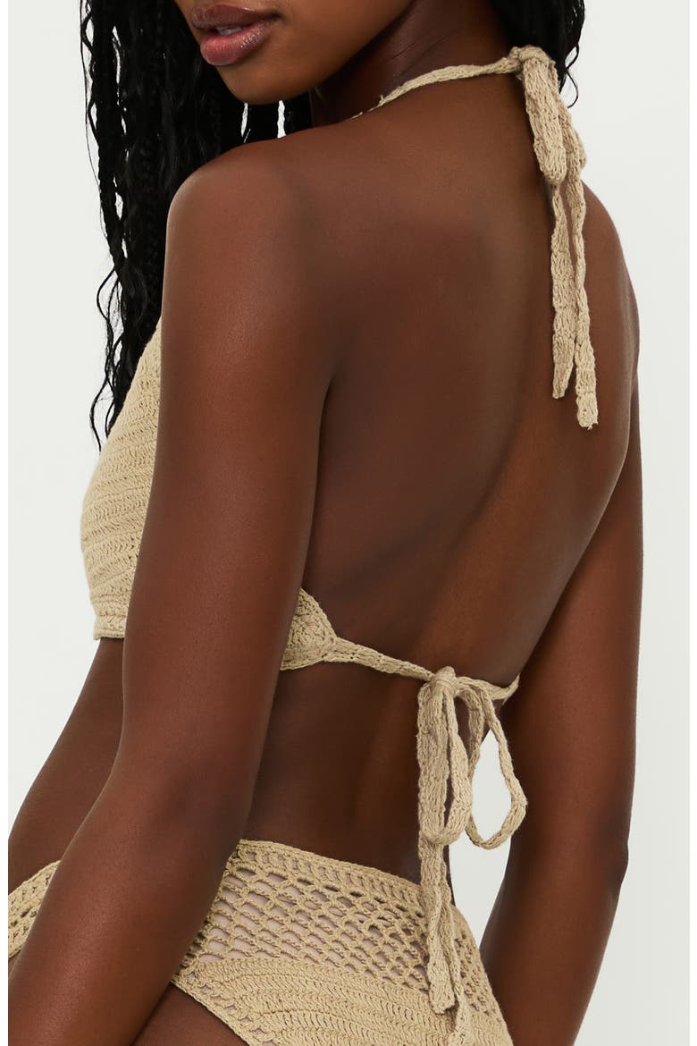 Bambi Crocheted Halter Bikini Top, Alternate, color, TAN