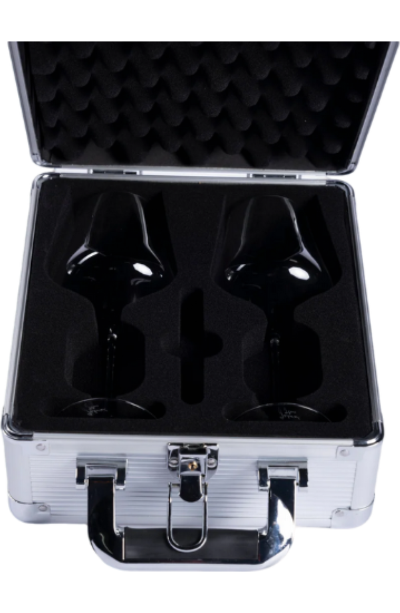 VinGardeValise VinGlas 2-Stem Wine Glass Case, Alternate, color, Silver